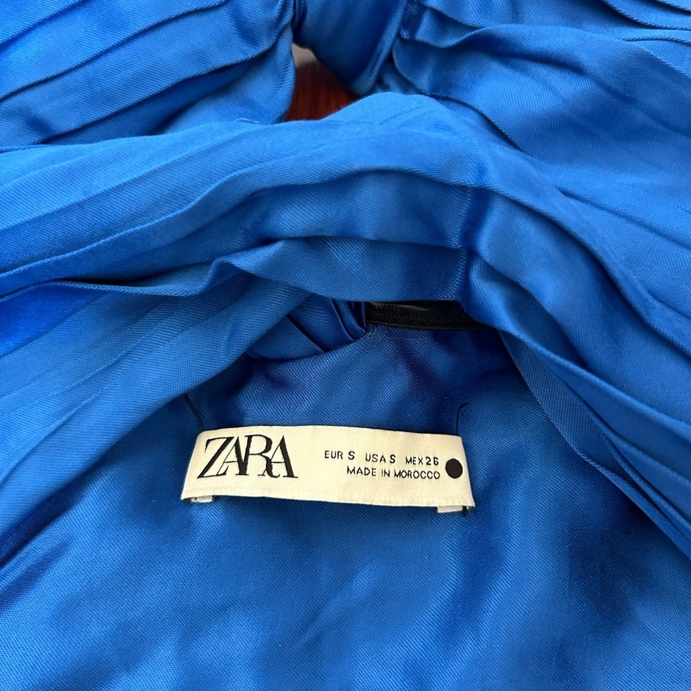 Zara Blue Ruched Crop Top Size S - Picture 4 of 6
